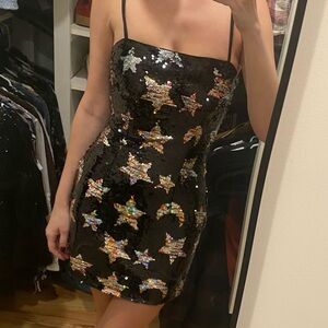Nasty Gal Black Sequin Mini Dress